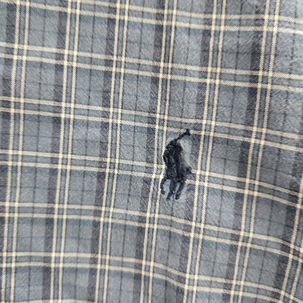 Ralph Lauren Men Button Up Shirt 4XB Blue Pony Embroidery Plaid